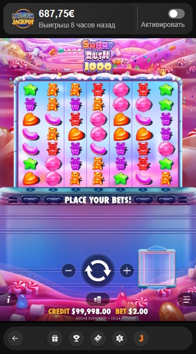 Интерфейс слота Sugar Rush 1000 в Joy Casino